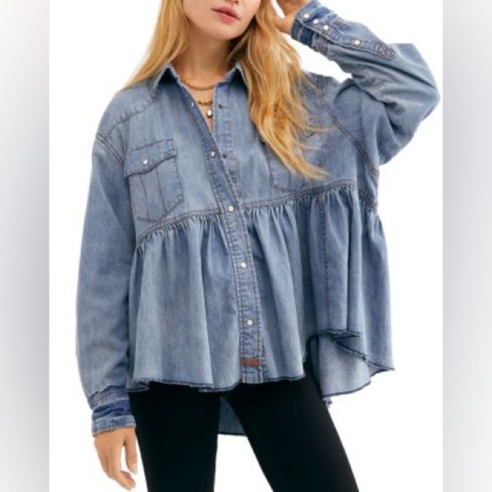 Free People pink babydoll oversized drop size large - Picture 2 of 5